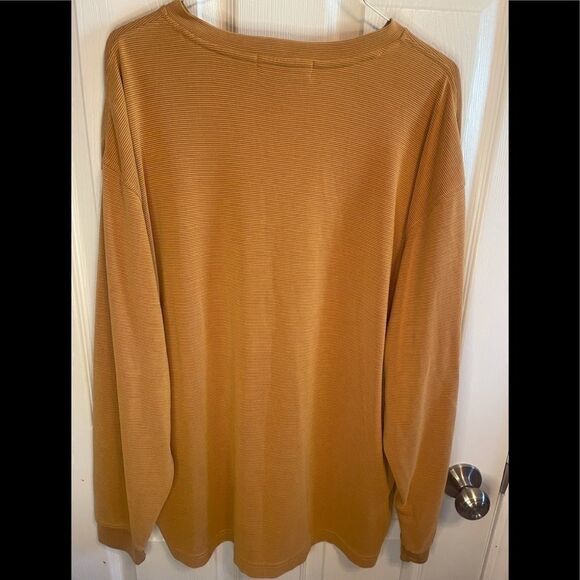 Men’s Bugatchi gold V-neck shirt sz L - Picture 2 of 5